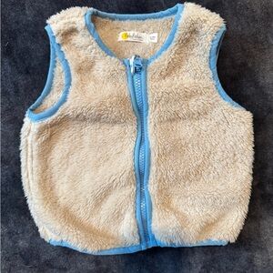 Boden Kids Cream and Blue Fleece Vest